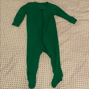 Primary green zipper footie